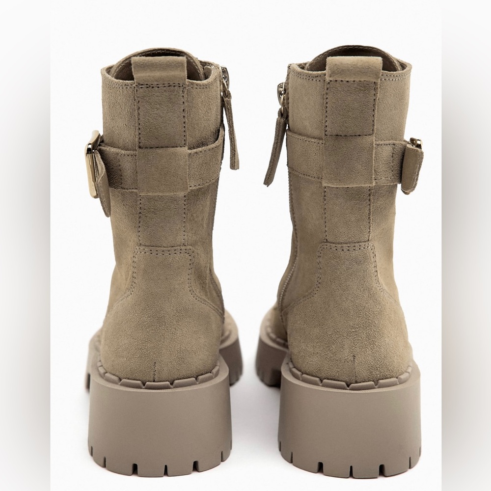 Zara lace-up suede leather ankle boots - Picture 5 of 5